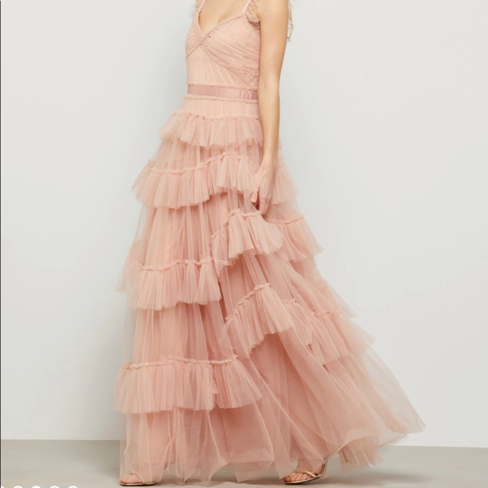Bare pink Tulle evening dress - Picture 7 of 8